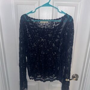 Elegant Navy Lace Blouse